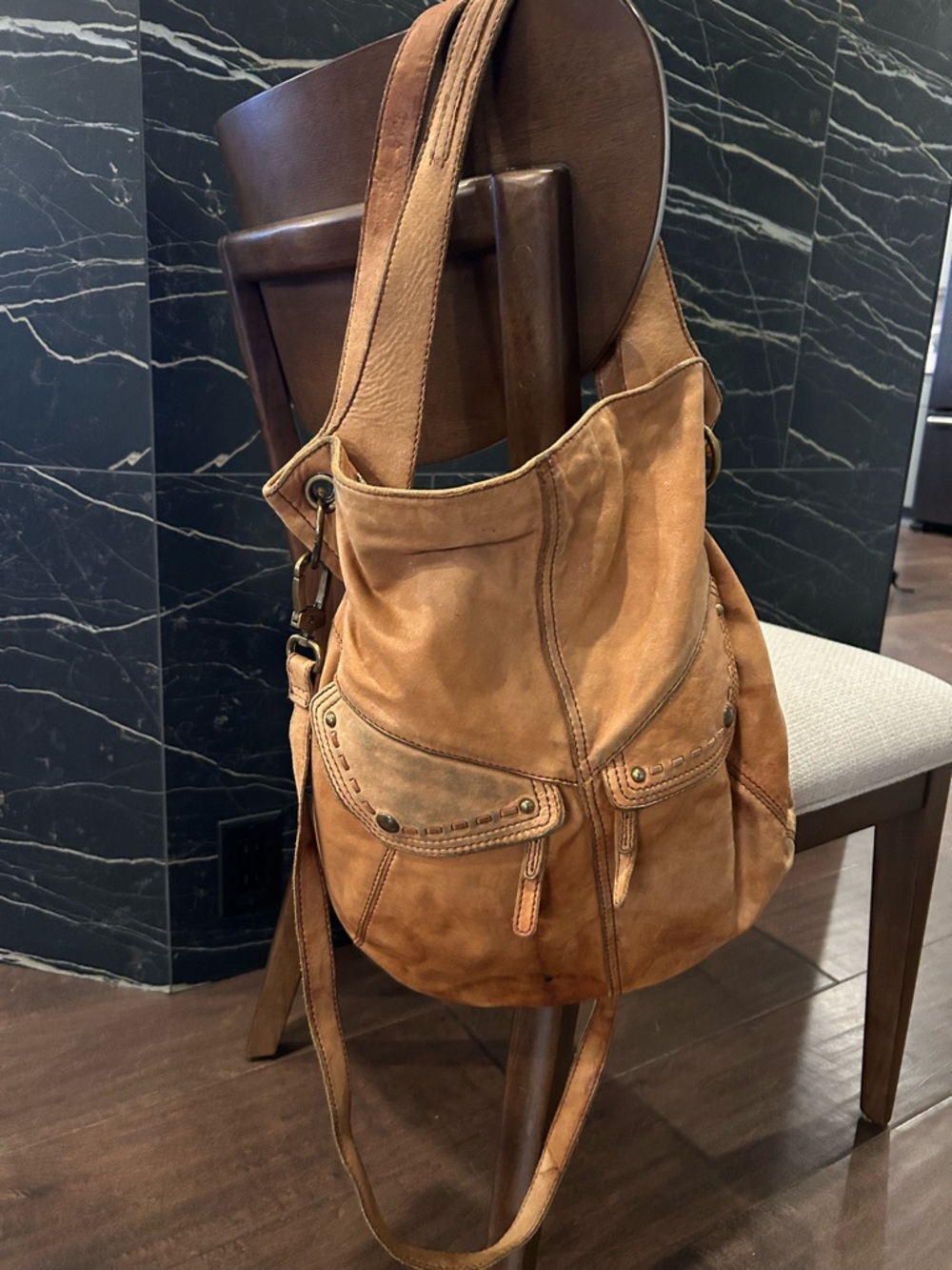 HOBO Tan Leather Crossbody Hobo Bag